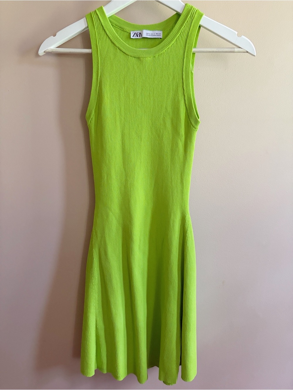 zara chartreuse dress size small